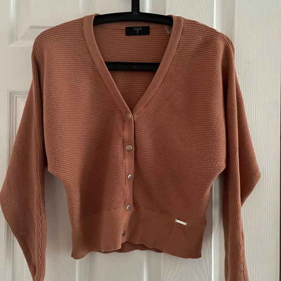 Tahari size XS rosey brown cardigan sweater - Picture 1 of 6